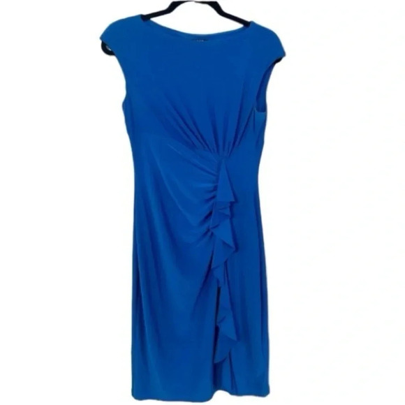Lauren Ralph Lauren Women's Twist Front Cap Sleeve Blue Dress Size 6 GUC - Picture 1 of 8
